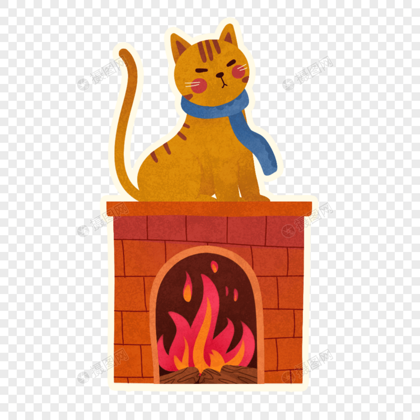 烤火的猫咪图片
