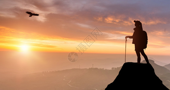 夕阳落山企业文化背景设计图片