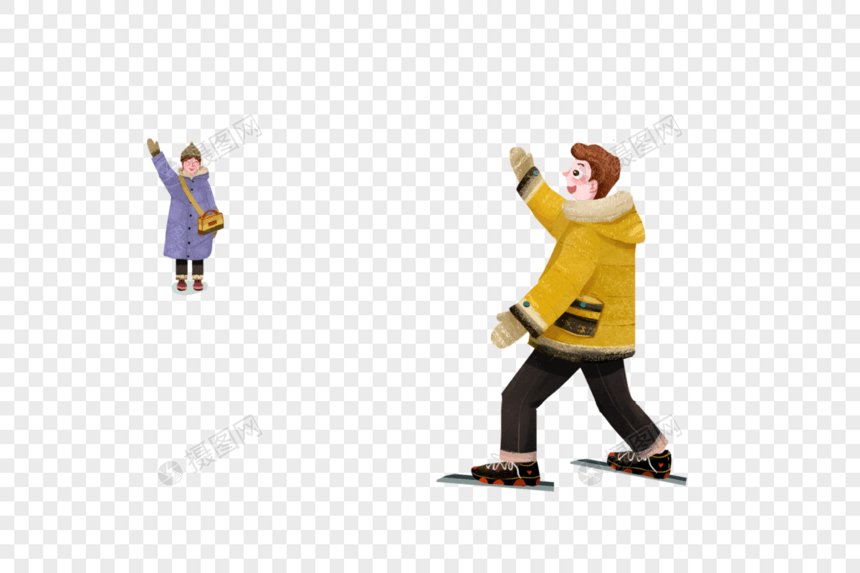 滑冰约会的情侣图片