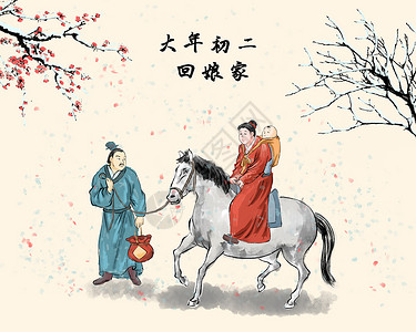 春节正月初二回娘家梅花高清图片素材