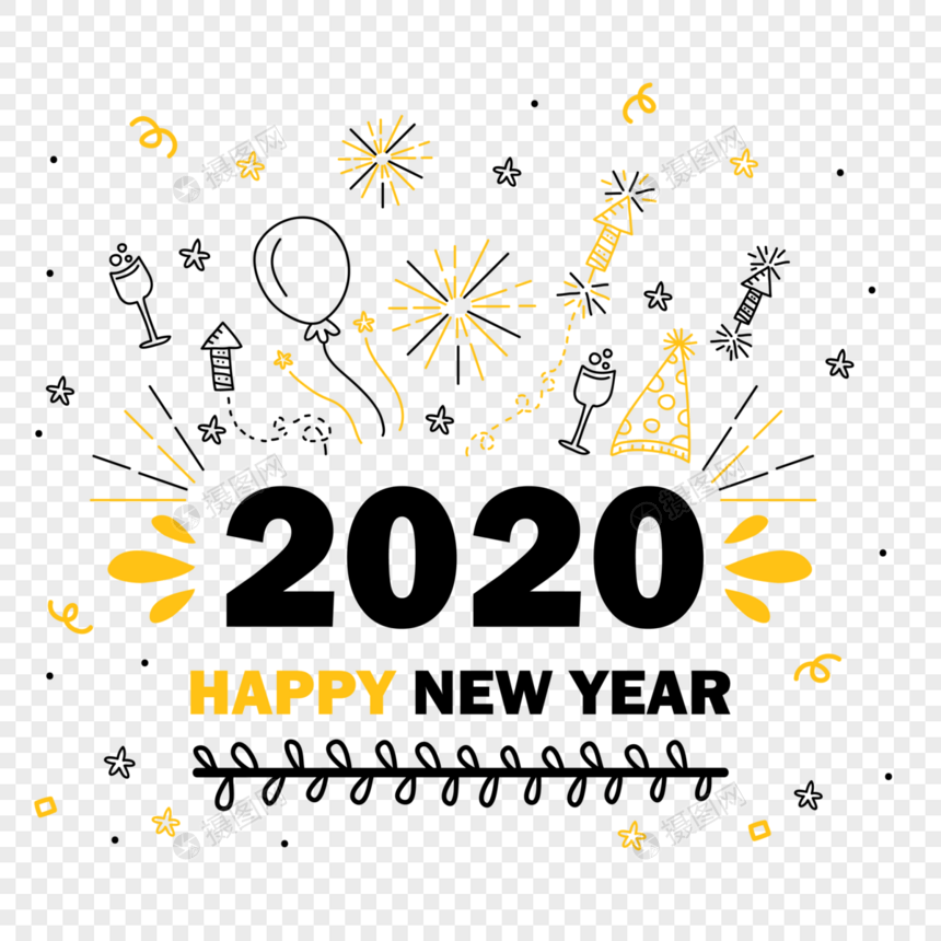 2020新年数字线条图片