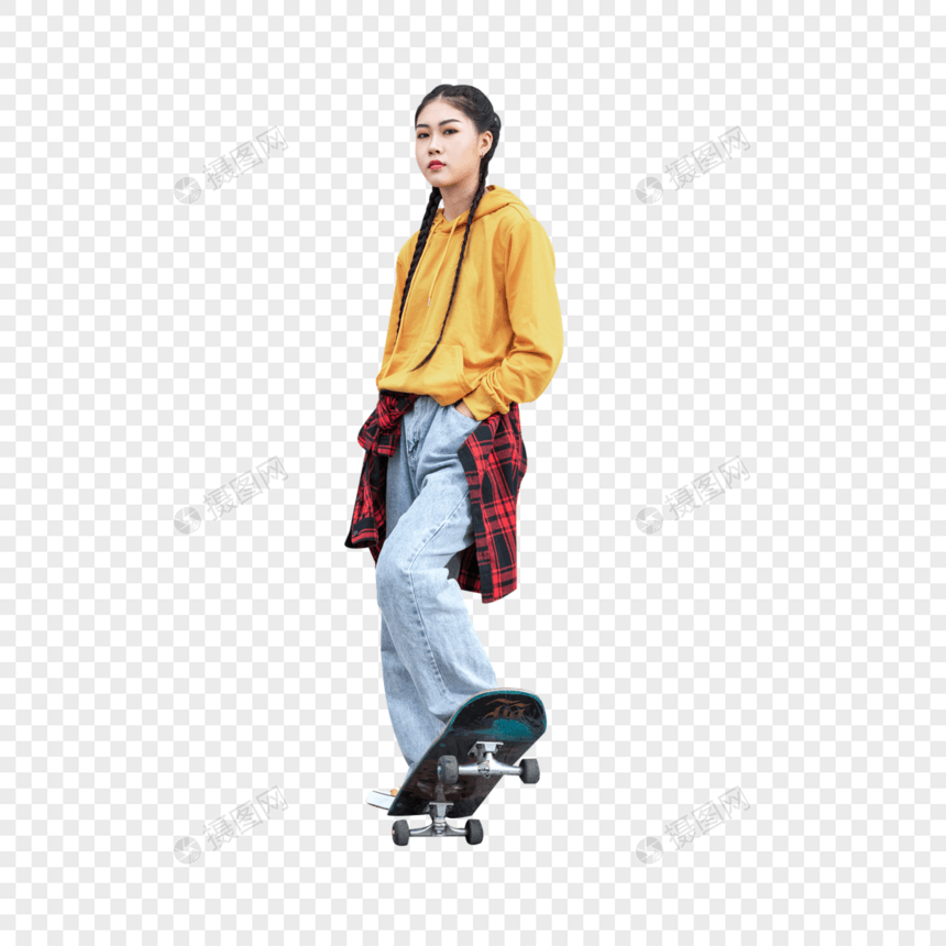 玩滑板女性图片