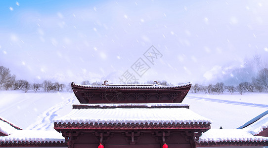 冬季雪景建筑下雪雪景设计图片
