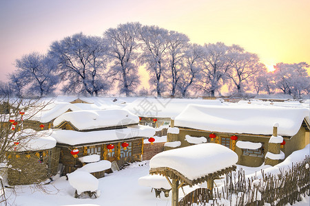 冬季旅游素材唯美雪乡设计图片