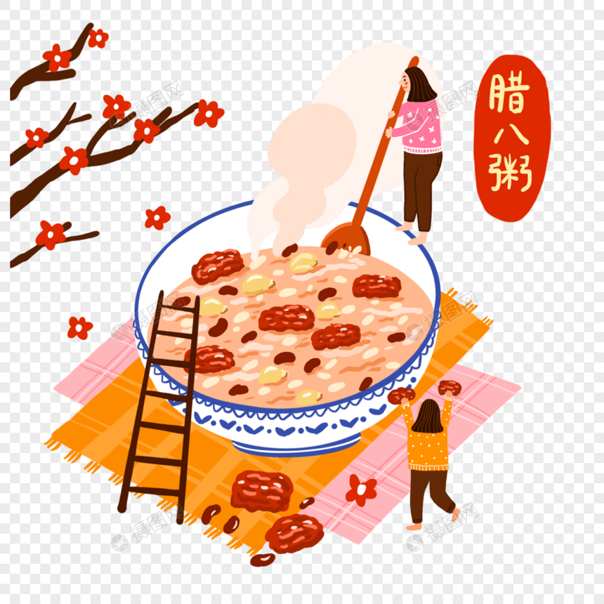 腊八节场景插画图片