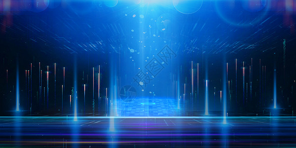 蓝色粒子光效商务科技风背景设计图片