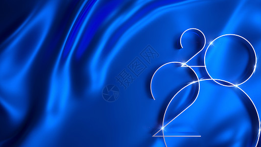 丝绸蓝色2020创意金属字体设计图片