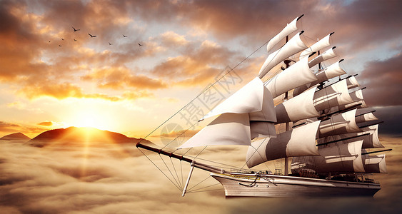 帆船起航企业文化背景设计图片