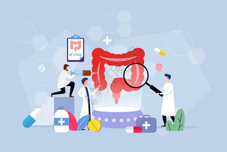 肠胃健康医疗扁平矢量插画高清图片