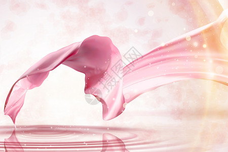 粉色丝带和平鸽高端粉色化妆品背景设计图片