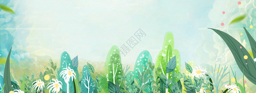 手绘雏菊春季植物背景设计图片