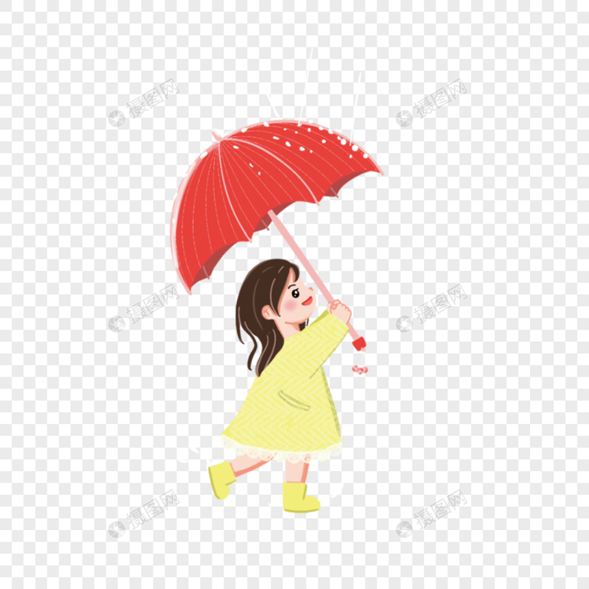 下雨打伞的女孩
