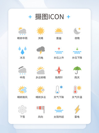 天气多云素材天气预测图标icon模板