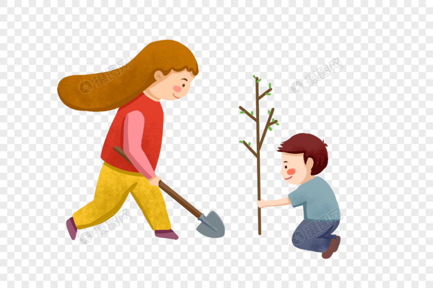 植树节种树的孩子图片