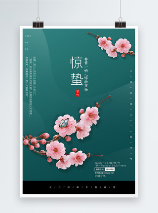 中国风蝴蝶简约惊蛰节气海报模板