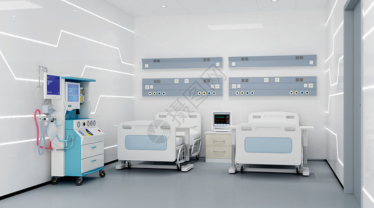 医疗器械背景ICU病房场景设计图片