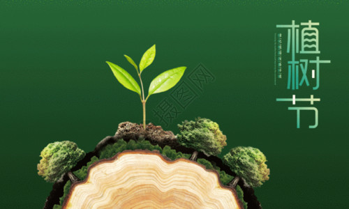 免费植树节海报312植树节绿色小清新海报GIF高清图片
