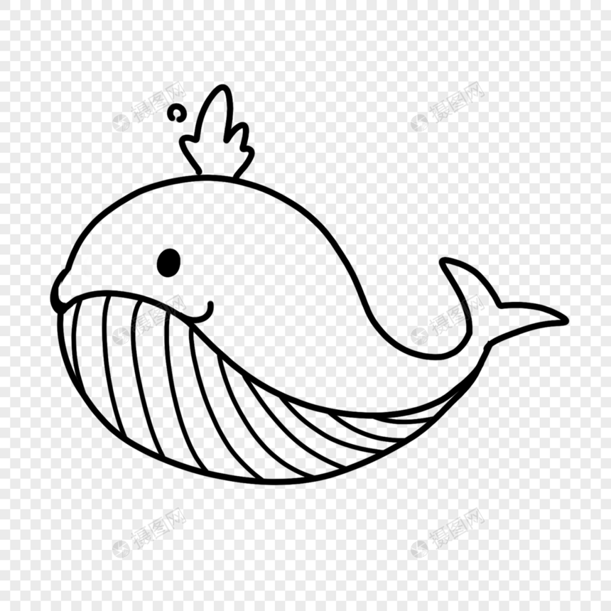 大鲸鱼简笔画线稿图片