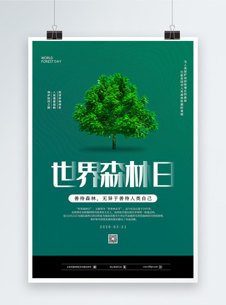 创意大树大气世界森林日海报模板