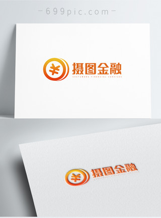 金融插画橙色金融理财logo设计模板