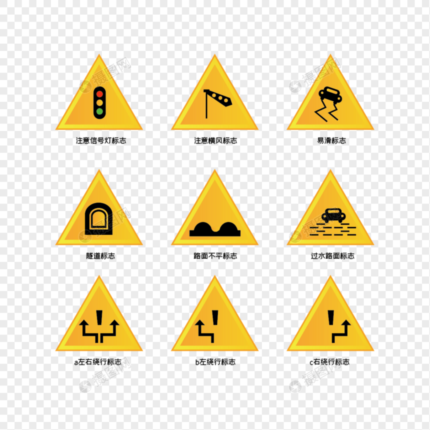 交通道路注意指示标志图片