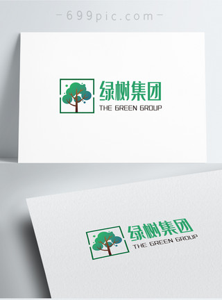 集团愿景绿色大树植物logo设计模板