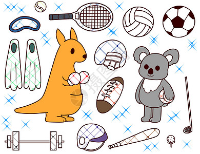 幼儿园运动会动物运动手账胶带贴纸装饰插画