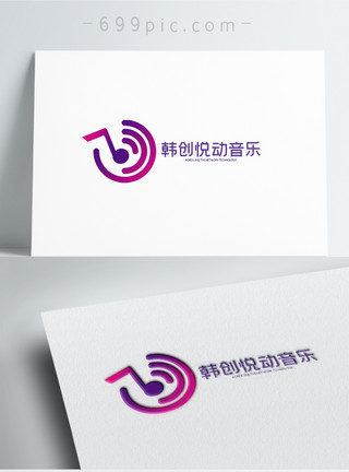 人物图标简约渐变音乐图标logo设计模板