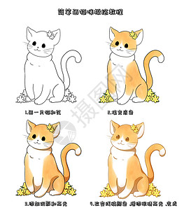 ps鼠绘素材简笔画猫咪板绘教程插画