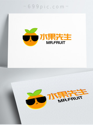 太阳帽墨镜水果先生logo模板