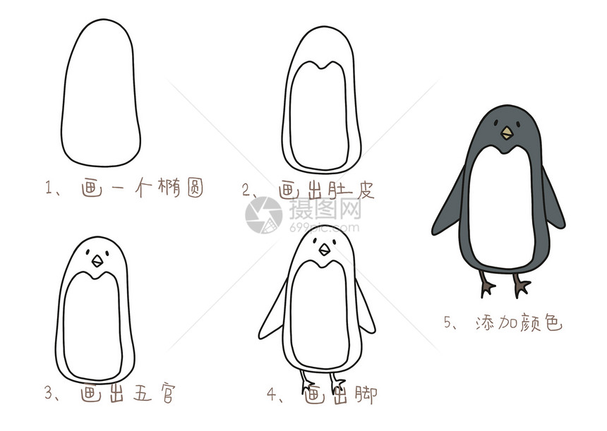 企鹅简笔画教程图片