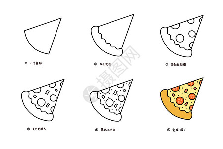 美食教程披萨简笔画教程插画