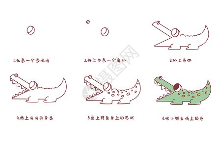 鳄鱼简笔画步骤高清图片