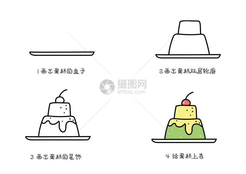 双层蛋糕简笔画教程图片