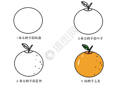 橙子背景装饰橙子简笔画教程插画