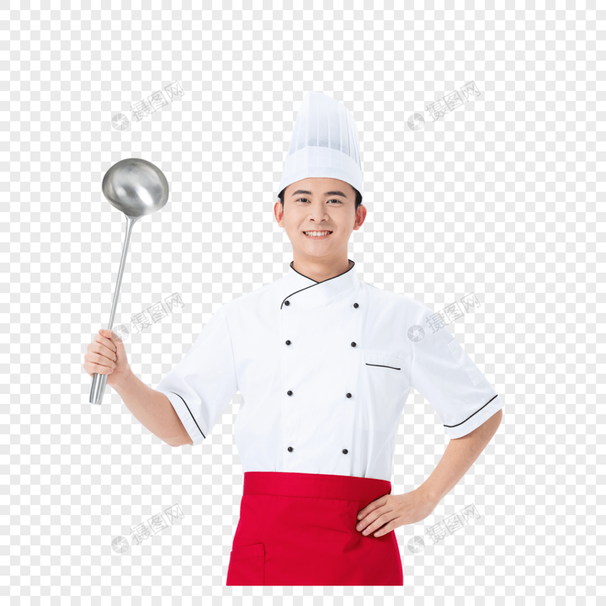 手持大勺的厨师形象图片
