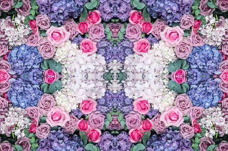 紫色绣球花鲜花墙设计图片