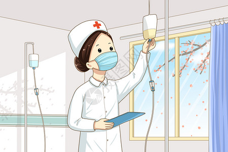 五一劳动节护士工作中的护士插画