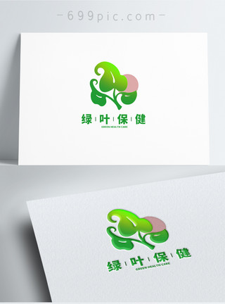 叶子图标绿叶形状图标logo设计模板