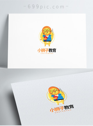 形状图标手绘欧式动物小狮子logo设计模板