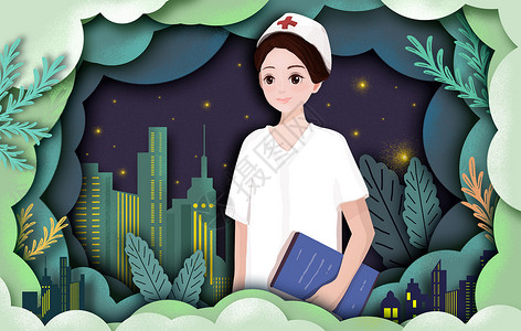 护士节插画加班护士高清图片