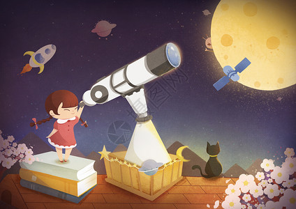 书籍和猫素材世界航天日插画