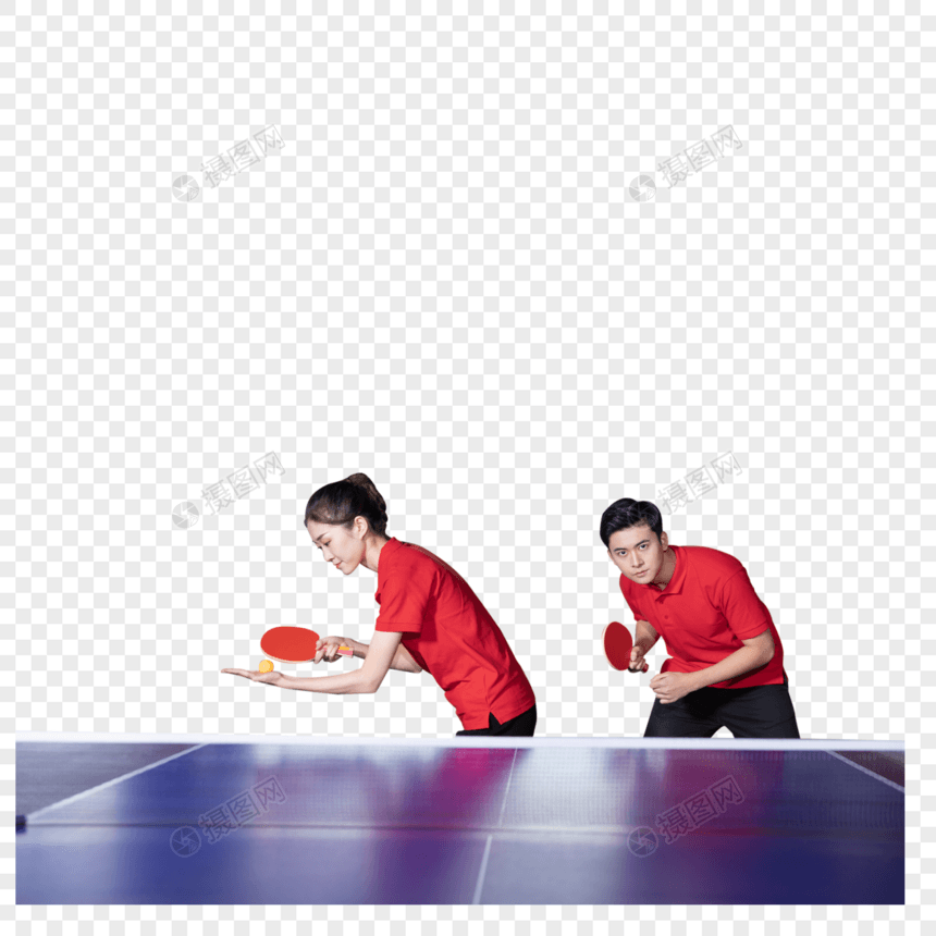 打乒乓球的青年男女图片