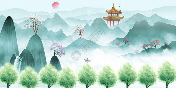 中山国中风国背景设计图片