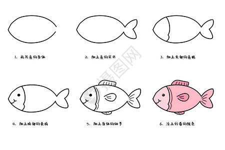 小红鱼简笔画教程图背景图片