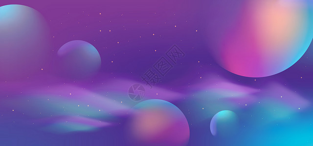 彩色球挂饰抽象星空背景设计图片