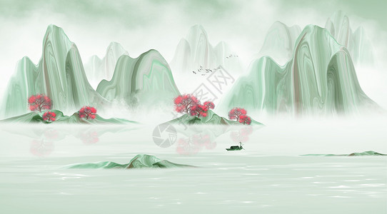 中国风意境山水画背景图片
