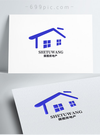 房屋验收几何形状房地产高楼logo设计模板