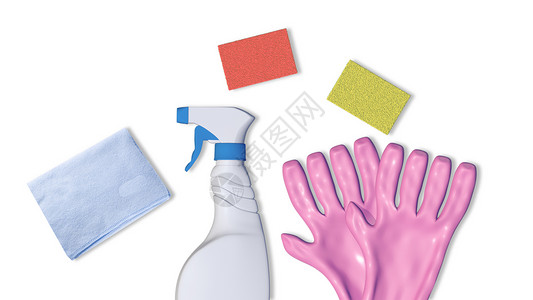 清洁工插画C4D消毒用品设计图片