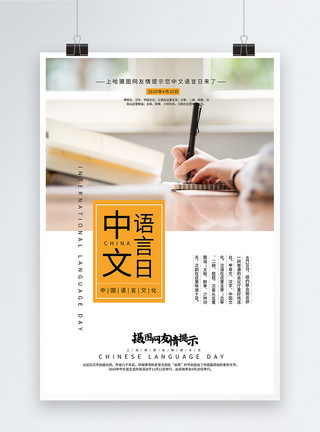 中文域名中文语言日海报模板